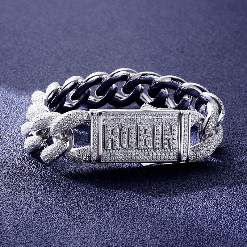 Custom S925 & VVS1 Moissanite Letter Cuban Link Bracelet
