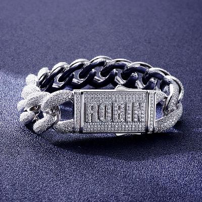 Custom S925 & VVS1 Moissanite Letter Cuban Link Bracelet
