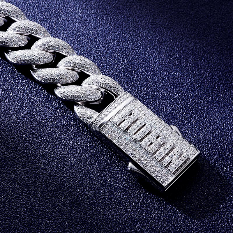 Custom S925 & VVS1 Moissanite Letter Cuban Link Bracelet