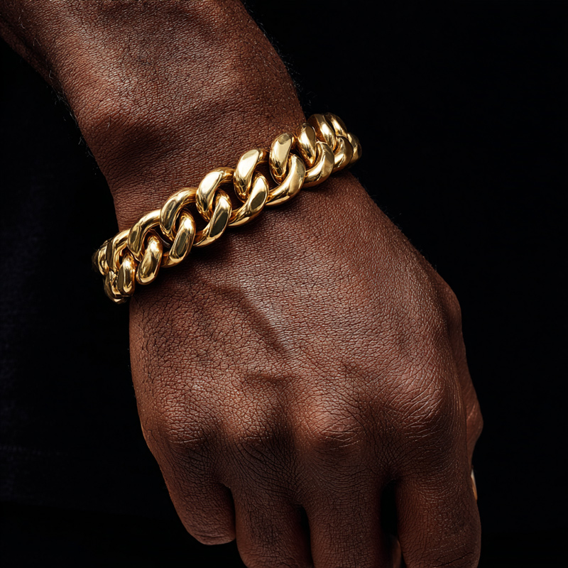 22mm Cuban Bracelet in 18K Gold