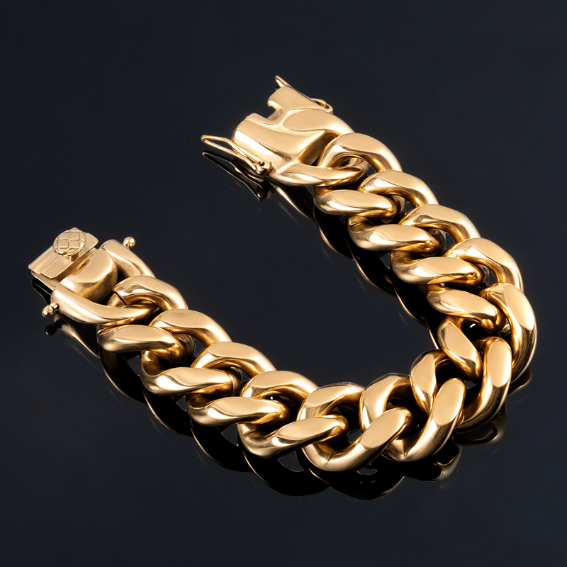 22mm Cuban Bracelet in 18K Gold