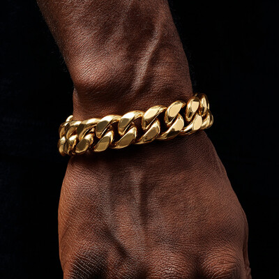 22mm Cuban Bracelet in 18K Gold