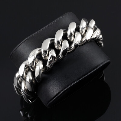 22mm Cuban Bracelet in 18K White Gold