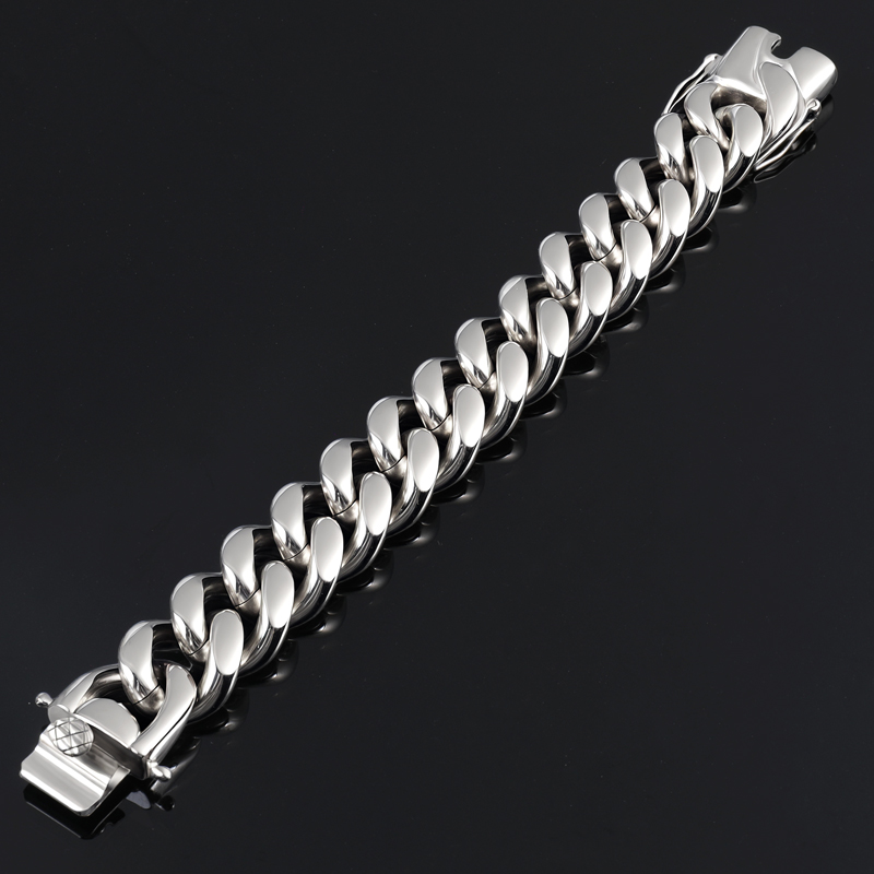 22mm Cuban Bracelet in 18K White Gold