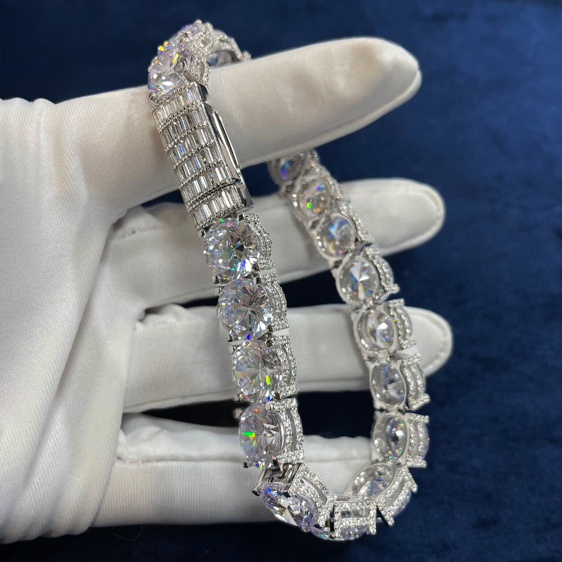 10mm Iced Out Side with Diamonds Tennis Bracelet