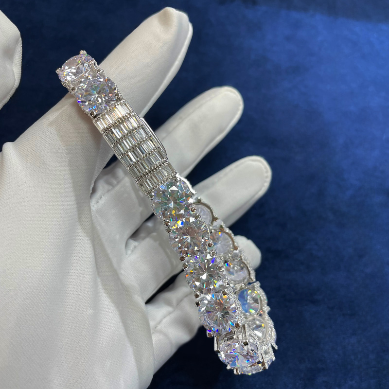 10mm Iced Out Side with Diamonds Tennis Bracelet