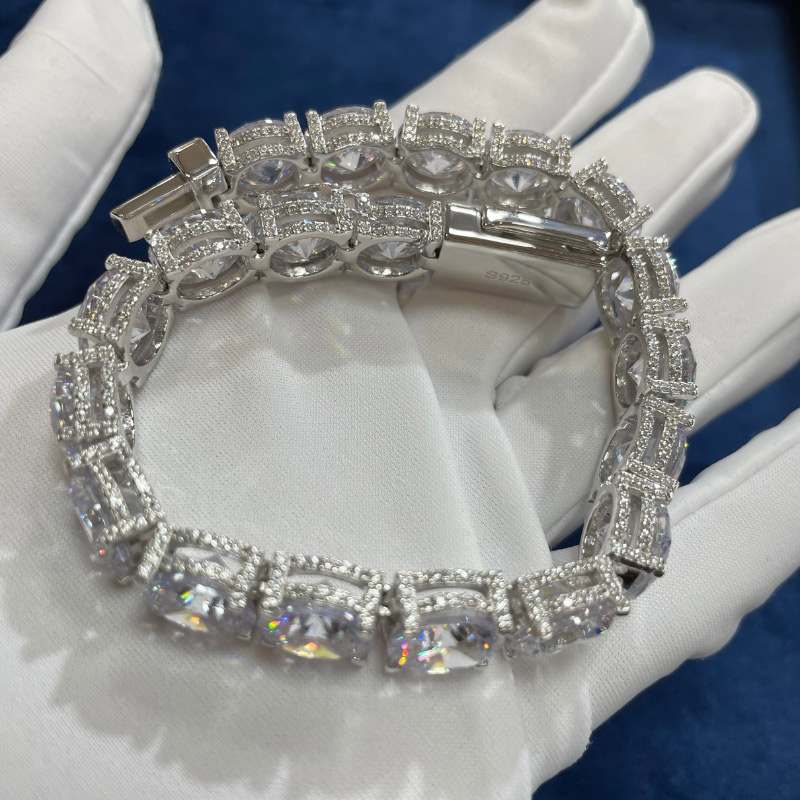 10mm Iced Out Side with Diamonds Tennis Bracelet
