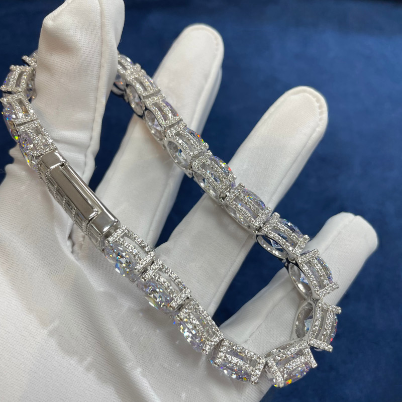 10mm Iced Out Side with Diamonds Tennis Bracelet