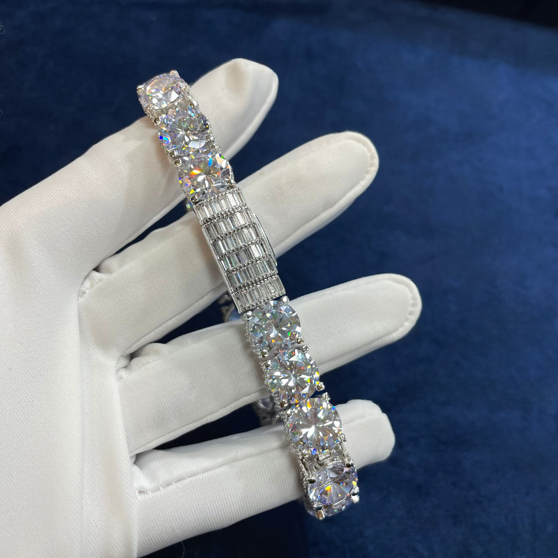 10mm Iced Out Side with Diamonds Tennis Bracelet