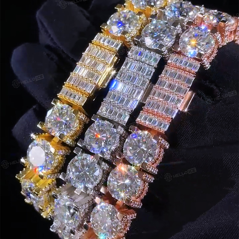 10mm Iced Out Side with Diamonds Tennis Bracelet