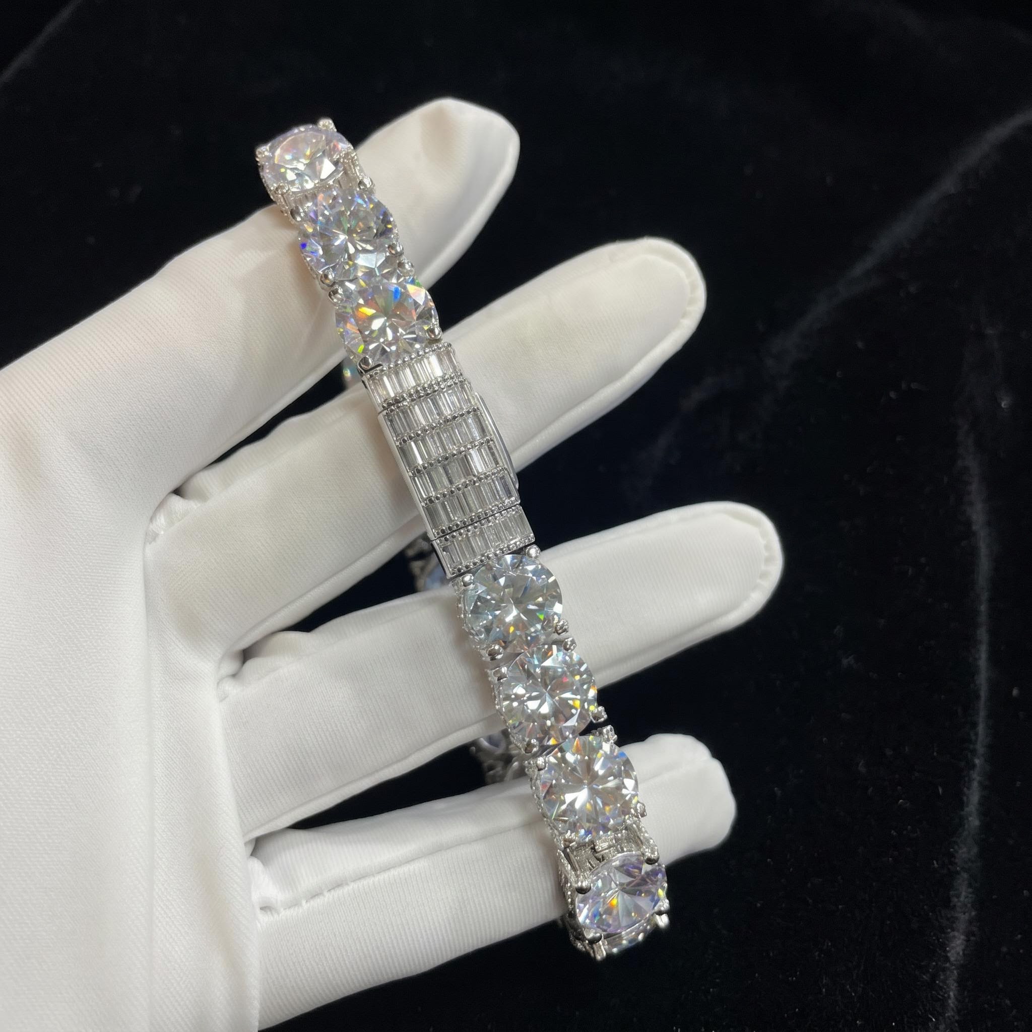 10mm Iced Out Side with Diamonds Tennis Bracelet