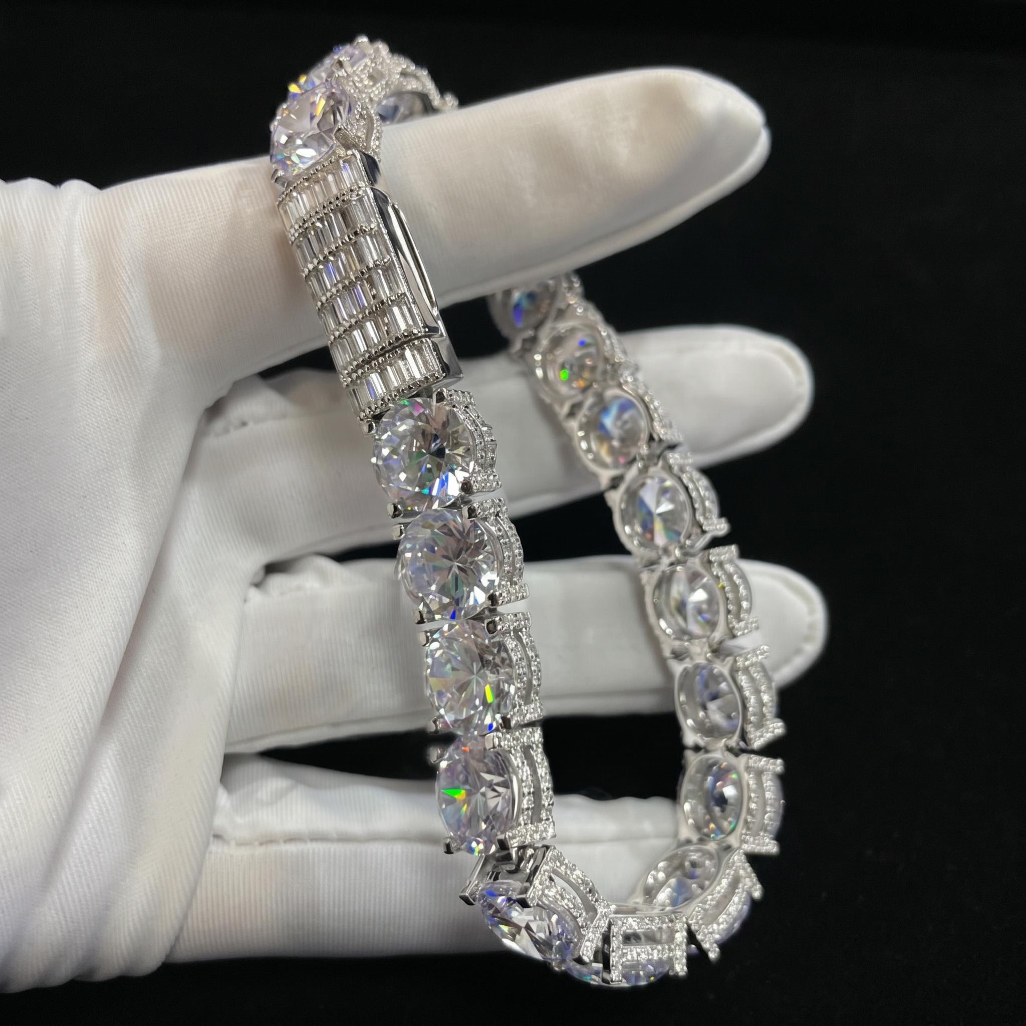 10mm Iced Out Side with Diamonds Tennis Bracelet