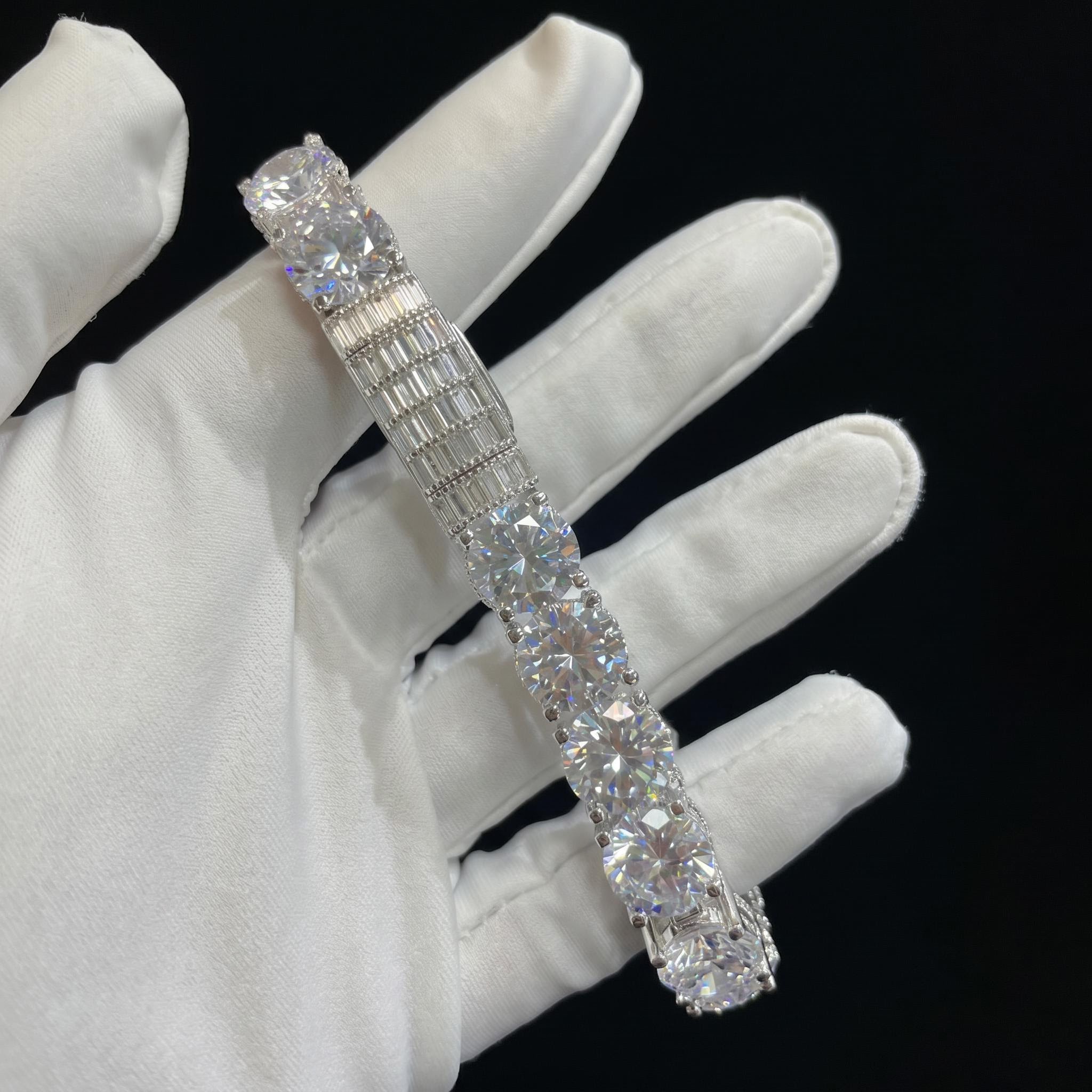 10mm Iced Out Side with Diamonds Tennis Bracelet