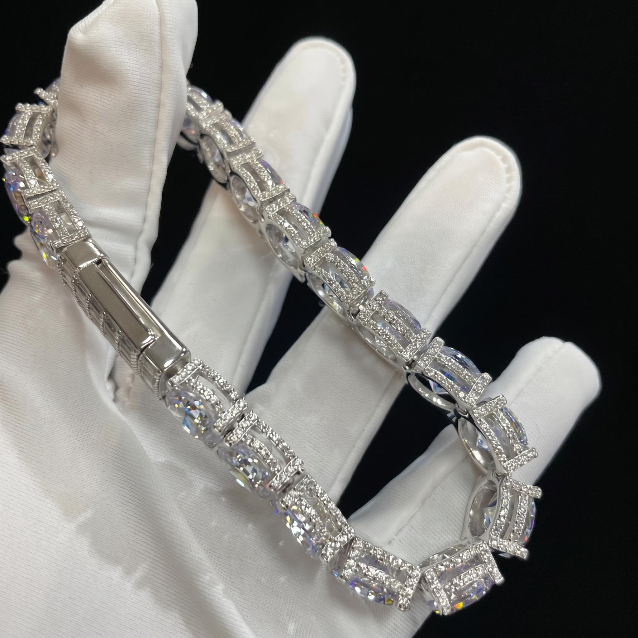 10mm Iced Out Side with Diamonds Tennis Bracelet