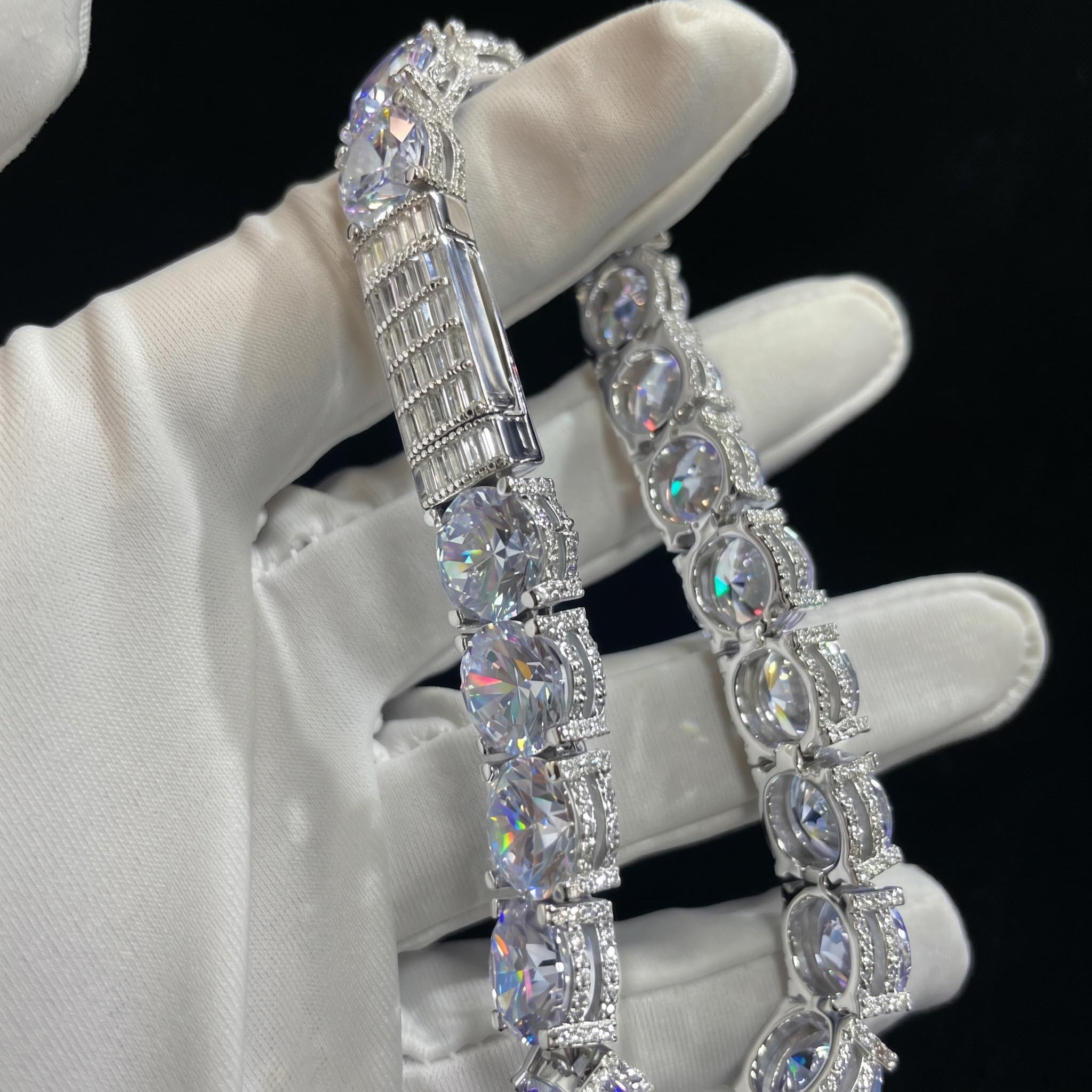 10mm Iced Out Side with Diamonds Tennis Bracelet