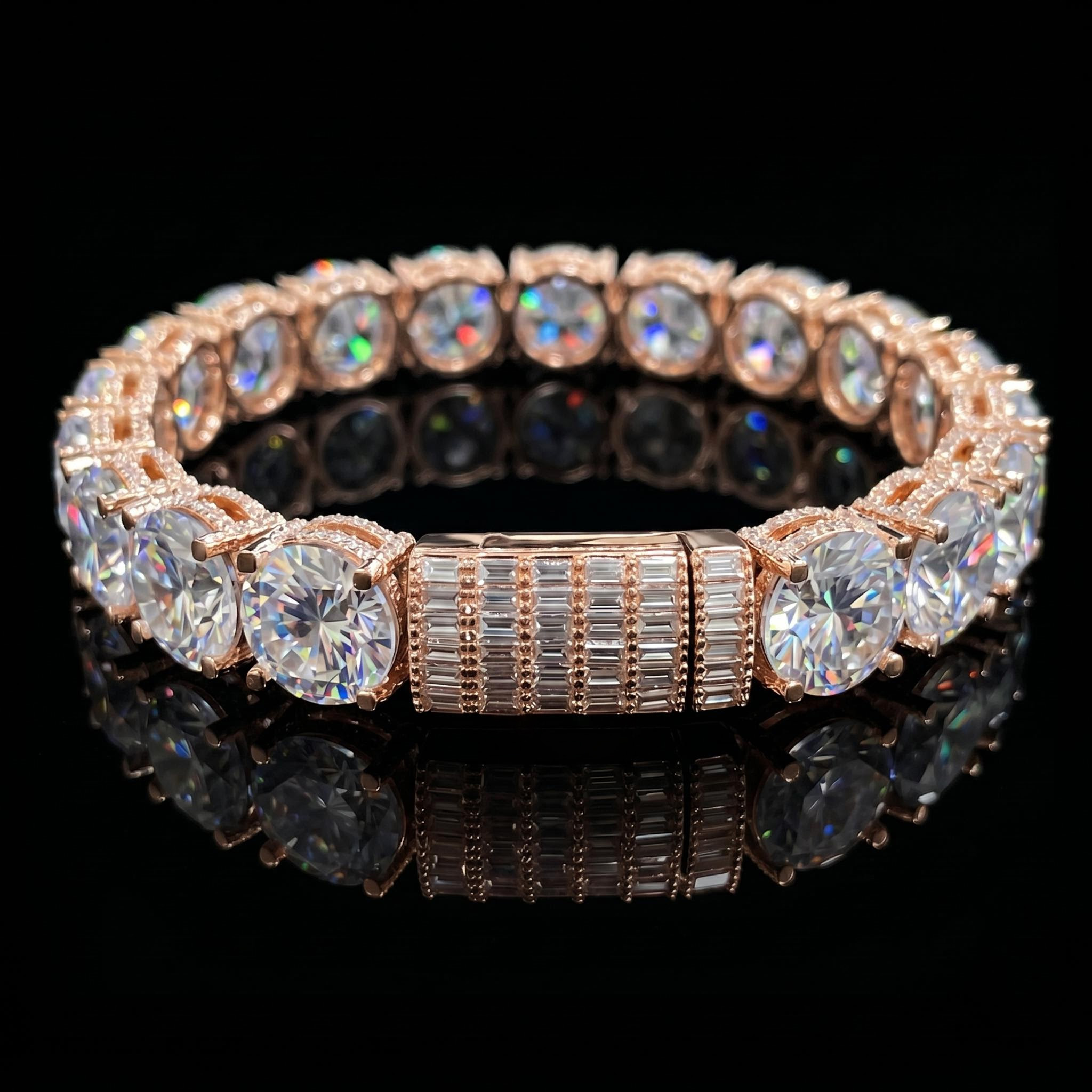 10mm Iced Out Side with Diamonds Tennis Bracelet 10mm Iced Out Side with Diamonds Tennis Bracelet