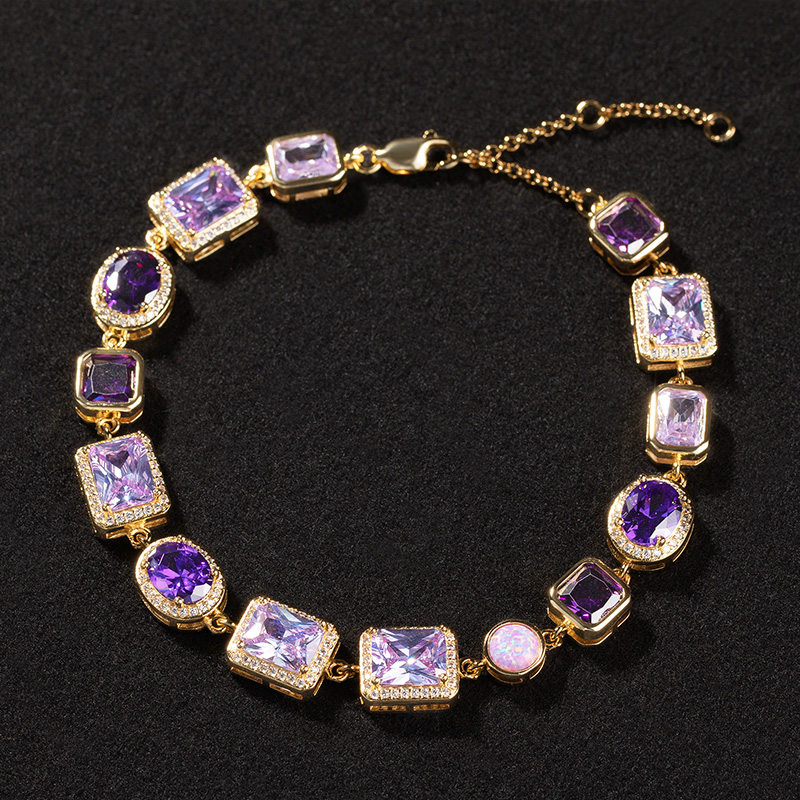 10mm Purple Geometric Gemstone Bracelet