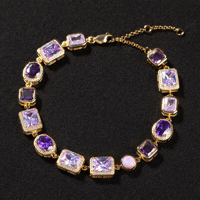 10mm Purple Geometric Gemstone Bracelet