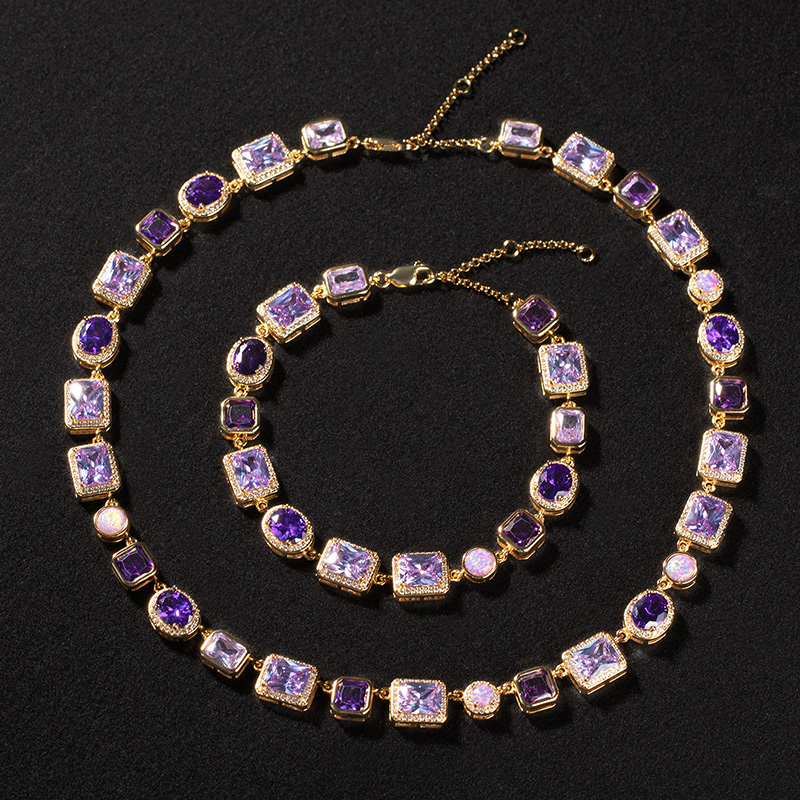 10mm Purple Geometric Gemstone Bracelet