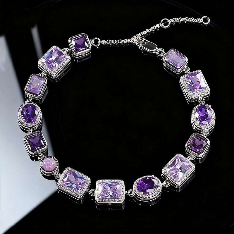 10mm Purple Geometric Gemstone Bracelet