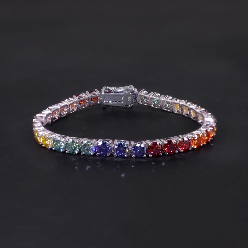 3mm/4mm/5mm S925 & Moissanite Colorful Tennis Bracelet
