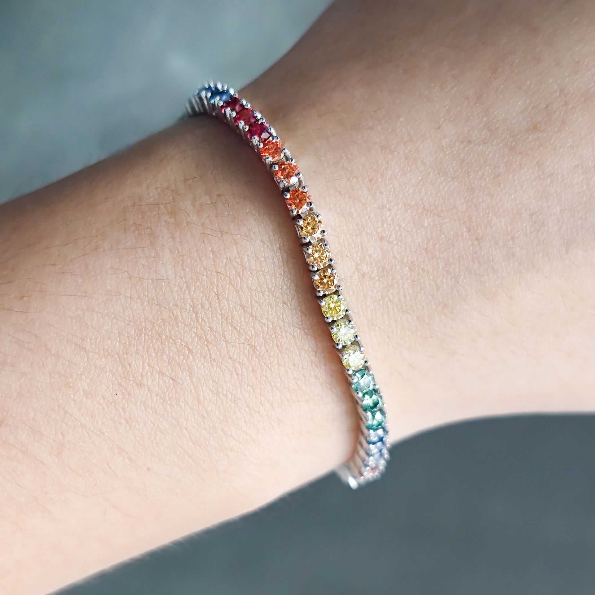 3mm/4mm/5mm S925 & Moissanite Colorful Tennis Bracelet