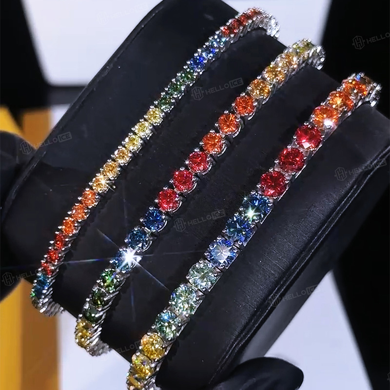 3mm/4mm/5mm S925 & Moissanite Colorful Tennis Bracelet 3mm/4mm/5mm S925 & Moissanite Colorful Tennis Bracelet