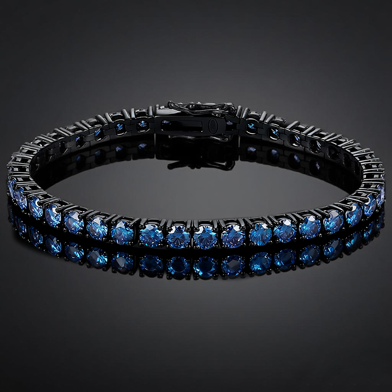 3mm/4mm/5mm S925 & Moissanite Royal Blue Tennis Bracelet