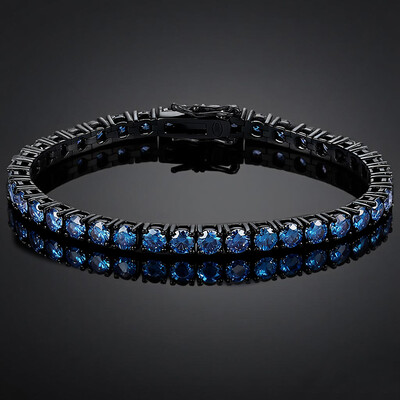3mm/4mm/5mm S925 & Moissanite Royal Blue Tennis Bracelet