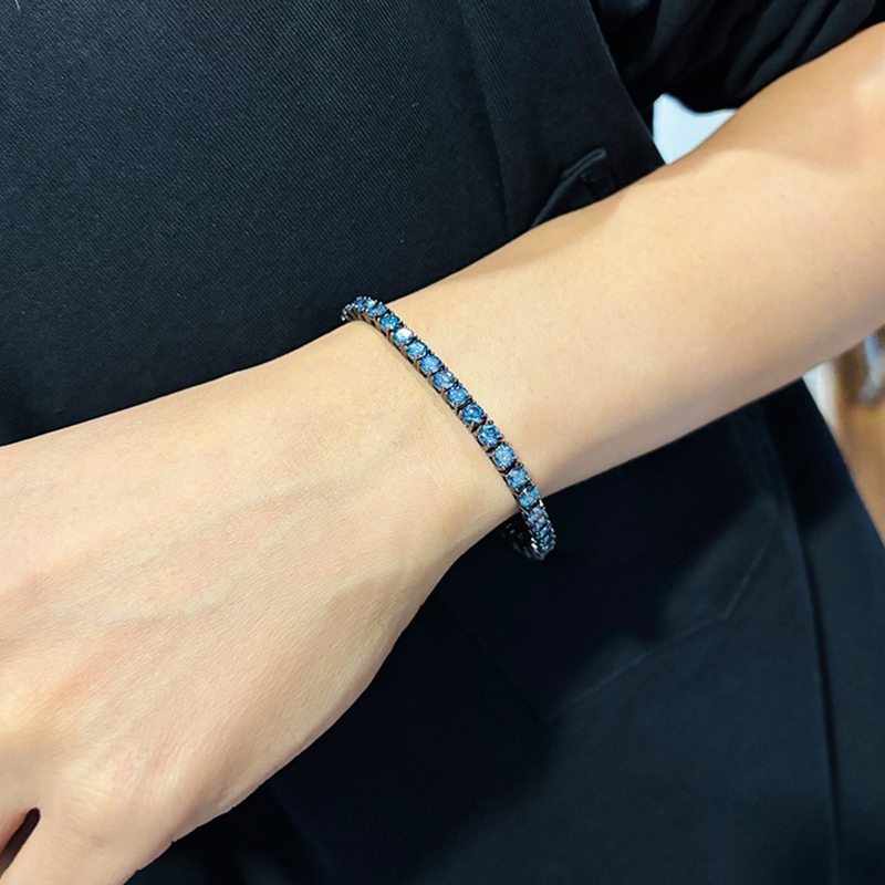 3mm/4mm/5mm S925 & Moissanite Royal Blue Tennis Bracelet
