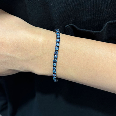 3mm/4mm/5mm S925 & Moissanite Royal Blue Tennis Bracelet