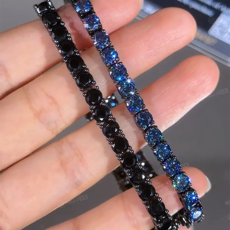 3mm/4mm/5mm S925 & Moissanite Royal Blue Tennis Bracelet