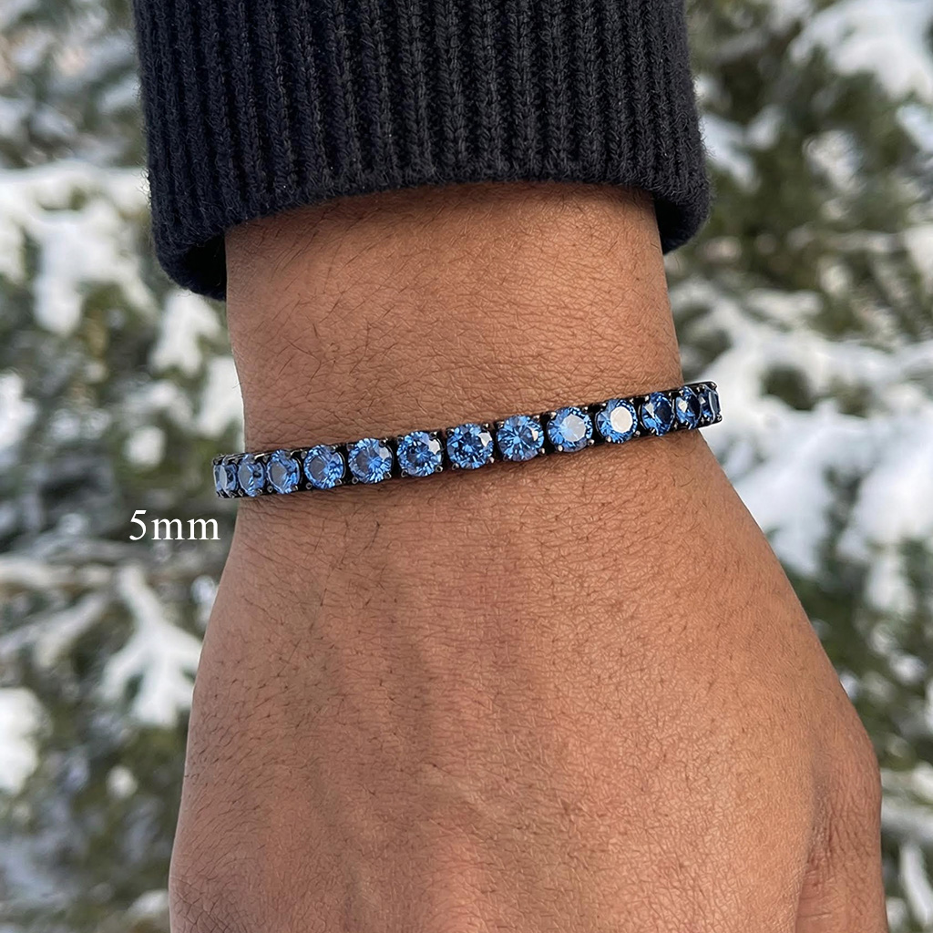 3mm/4mm/5mm S925 & Moissanite Royal Blue Tennis Bracelet