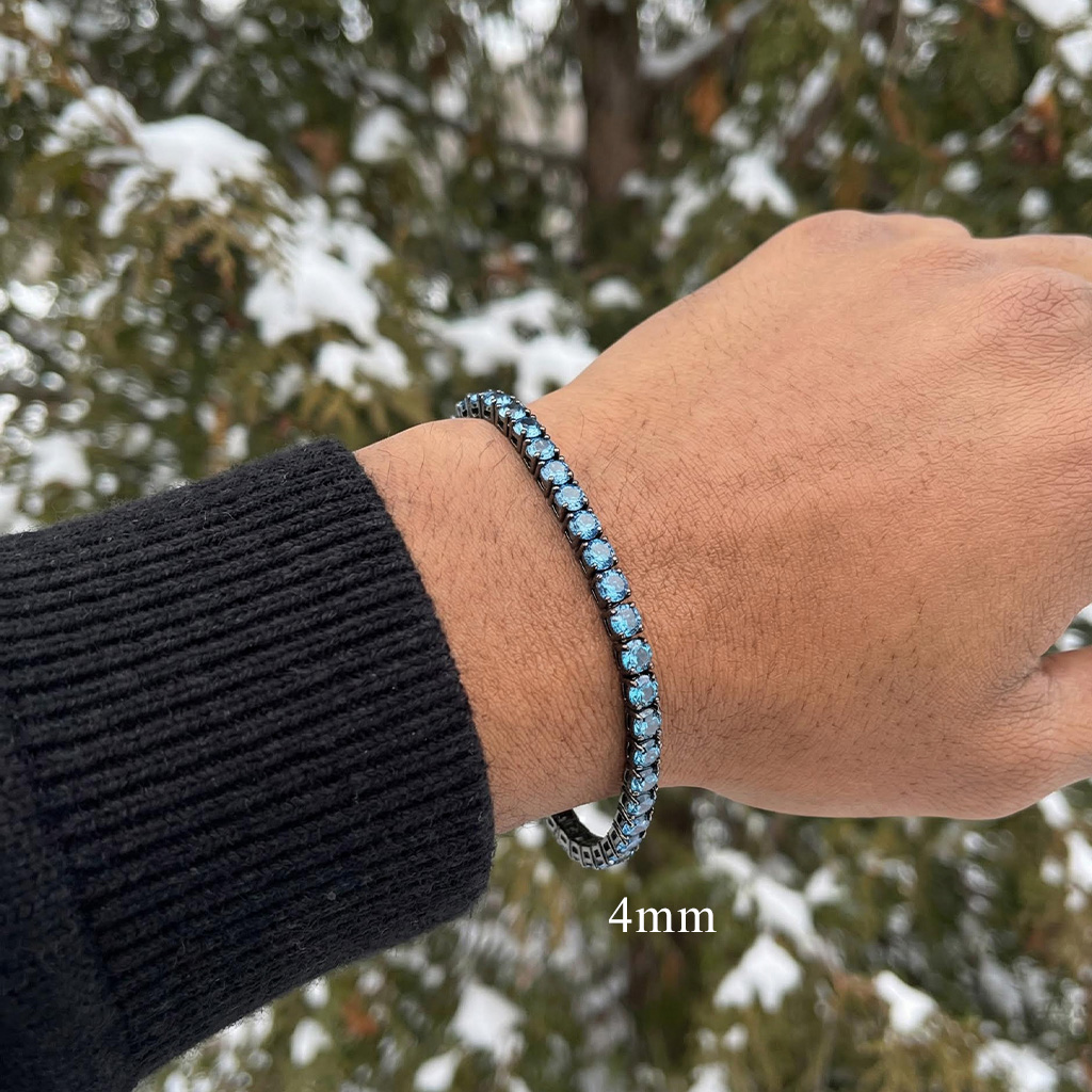 3mm/4mm/5mm S925 & Moissanite Royal Blue Tennis Bracelet