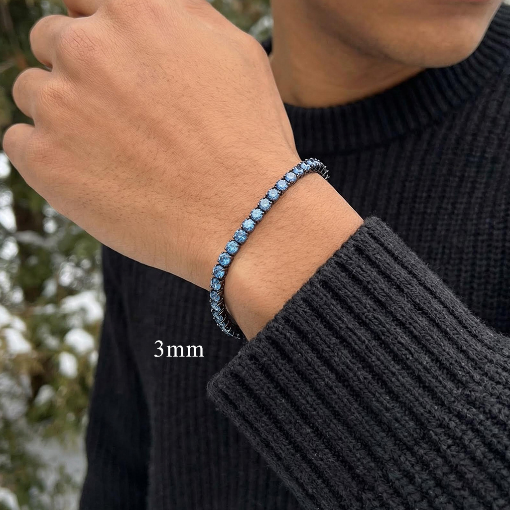 3mm/4mm/5mm S925 & Moissanite Royal Blue Tennis Bracelet