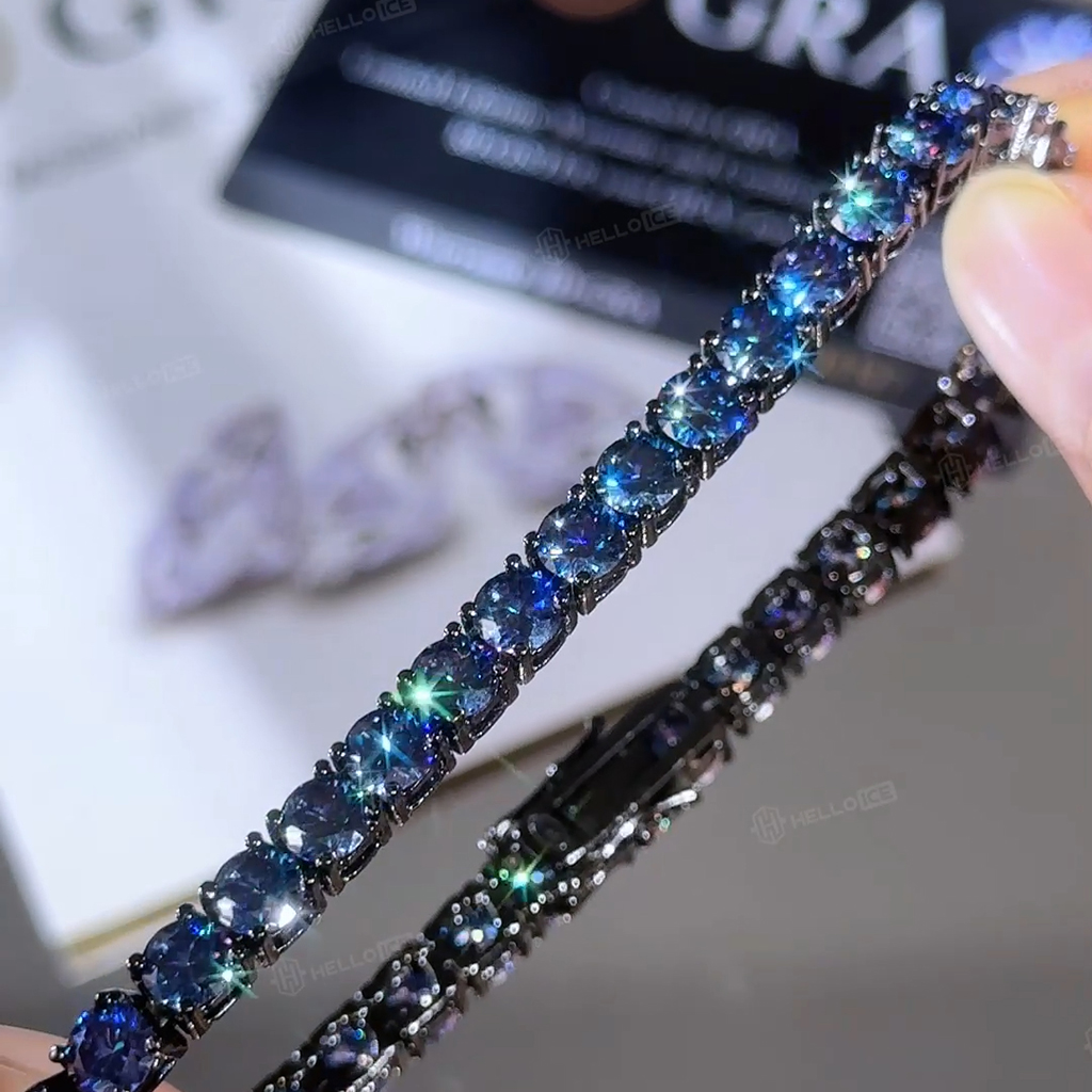 3mm/4mm/5mm S925 & Moissanite Royal Blue Tennis Bracelet