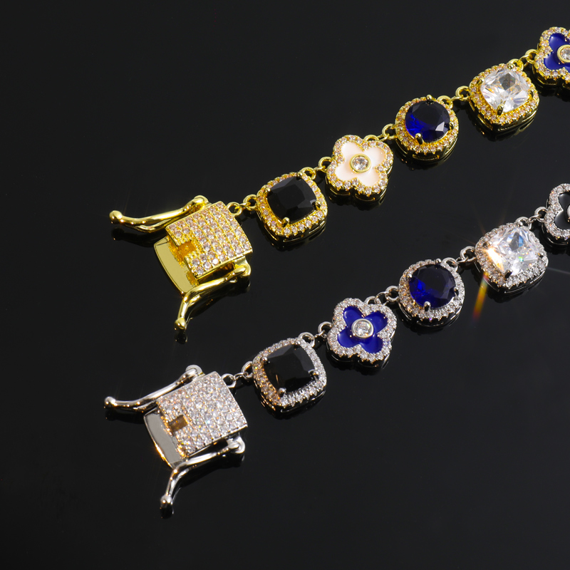 Multicolored Gemstones Geometric Flowers Necklace
