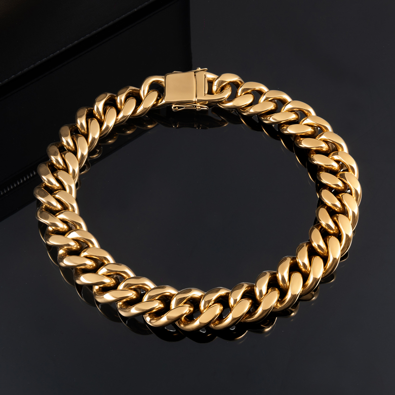 22mm Stainless Steel Cuban Chain in Gold