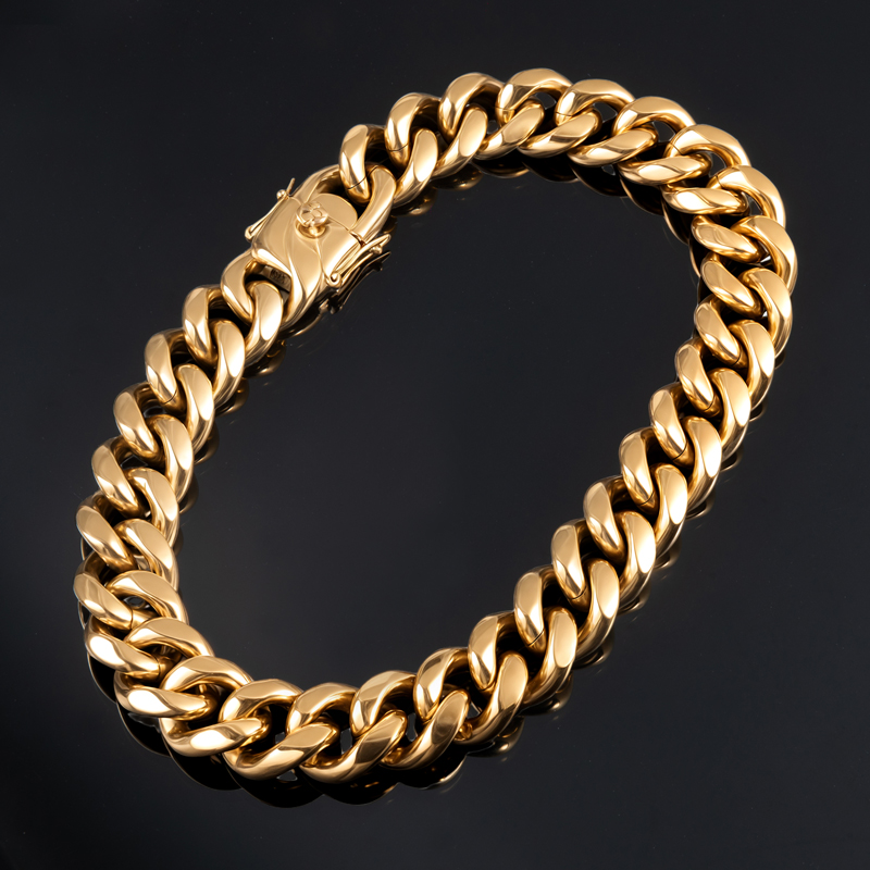 22mm Stainless Steel Cuban Chain in Gold