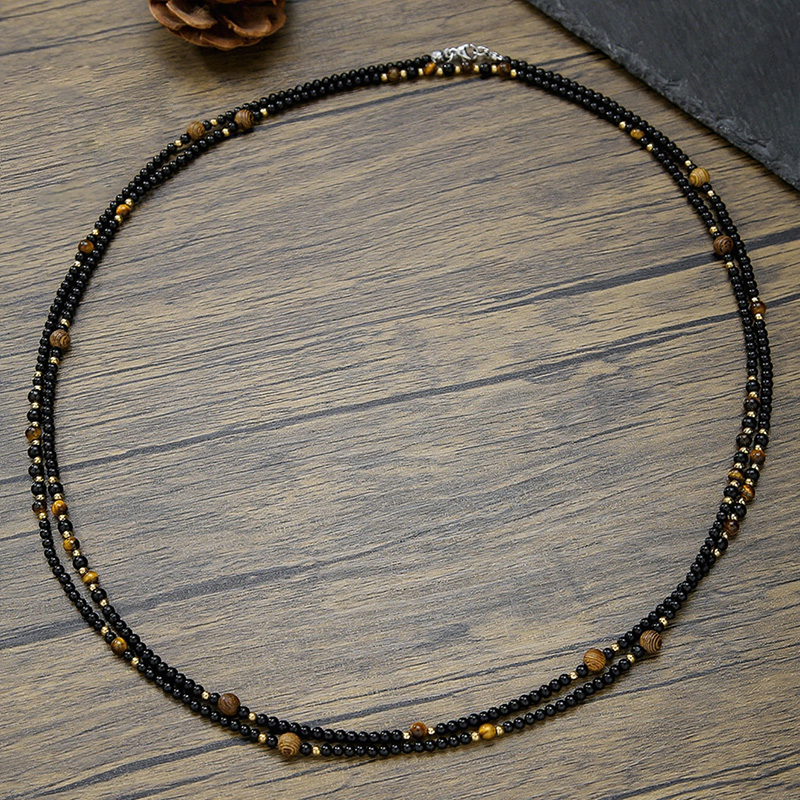 Black Onyx Tiger Eye Beaded Necklace