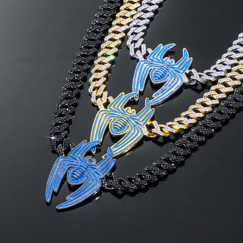 Iced Out 12mm Cuban Spider Necklace Iced Out 12mm Cuban Spider Necklace