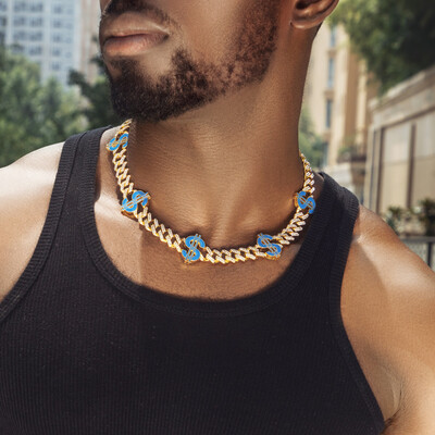 Iced Out 12mm Cuban Dollar $ Necklace