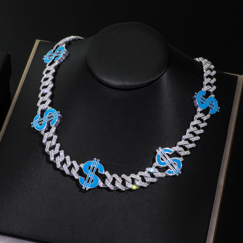 Iced Out 12mm Cuban Dollar $ Necklace