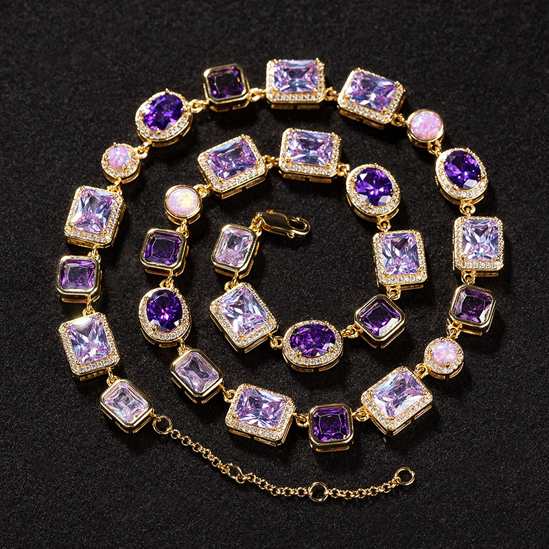 10mm Purple Geometric Gemstone Necklace
