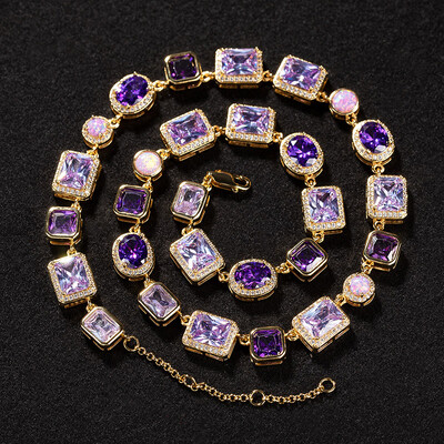 10mm Purple Geometric Gemstone Necklace