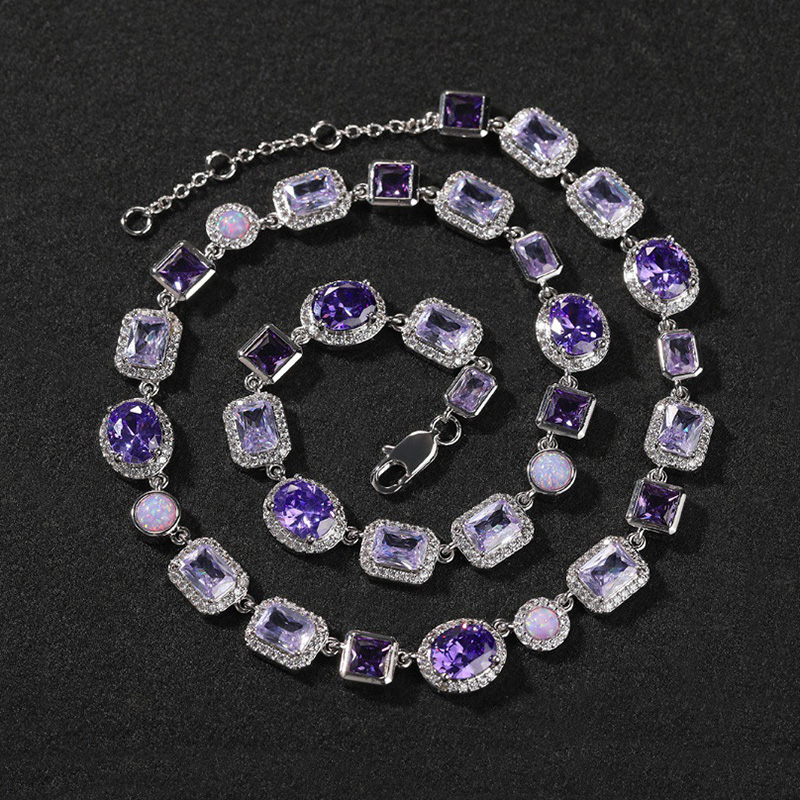 10mm Purple Geometric Gemstone Necklace