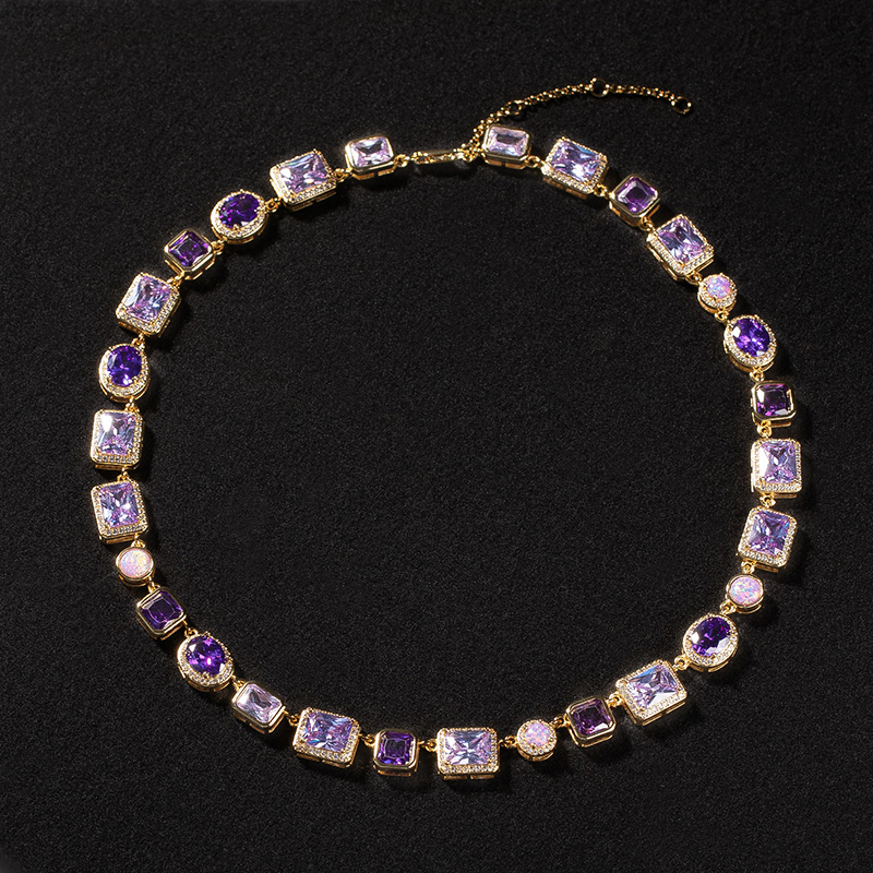 10mm Purple Geometric Gemstone Necklace