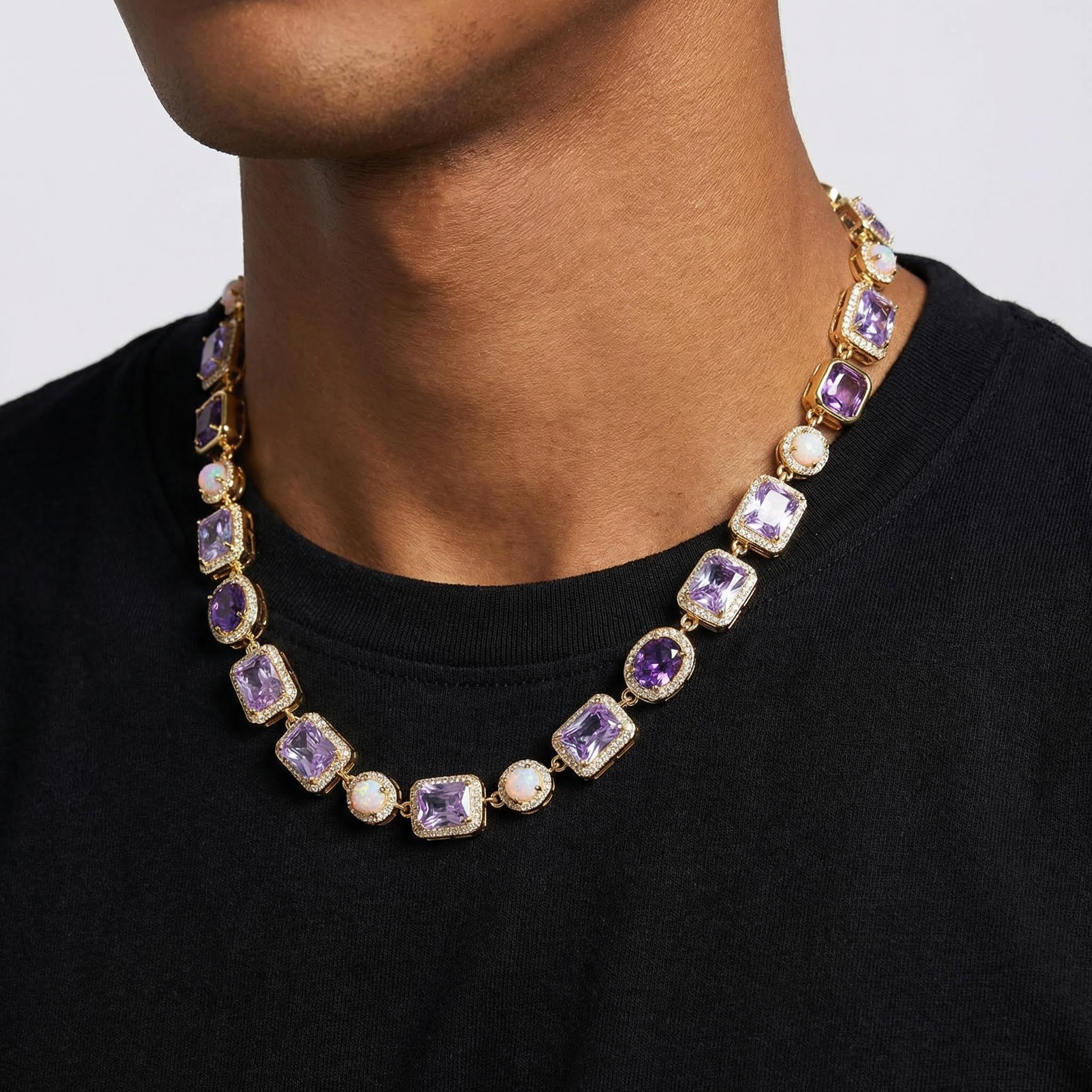 10mm Purple Geometric Gemstone Necklace 10mm Purple Geometric Gemstone Necklace