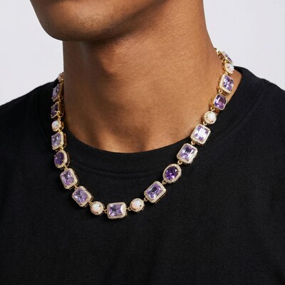 10mm Purple Geometric Gemstone Necklace