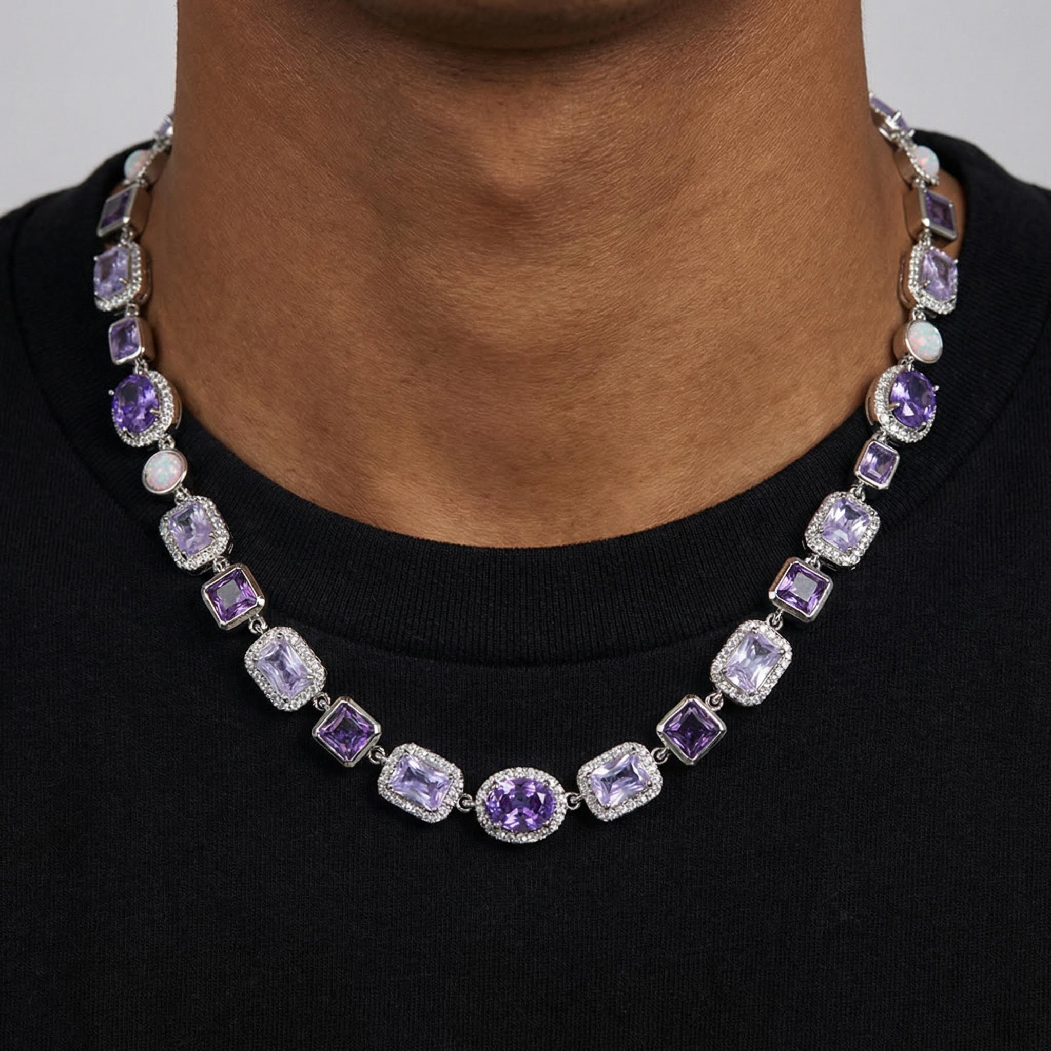 10mm Purple Geometric Gemstone Necklace 10mm Purple Geometric Gemstone Necklace